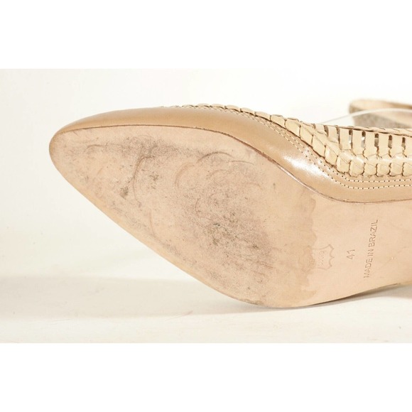 Ulla Johnson Woven Panel Mules Heels Latte Brown Basket Weave Braided 41 Shoes - Picture 12 of 16